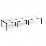 Adapt triple back to back desks 4200mm x 1600mm - black frame, white top, black edge E4216-K-WK