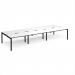 Adapt triple back to back desks 4200mm x 1600mm - black frame, white top, black edge E4216-K-WK