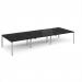 Adapt triple back to back desks 4200mm x 1600mm - silver frame, black top E4216-S-BK