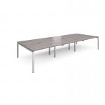 Adapt triple back to back desks 4200mm x 1600mm - silver frame, grey oak top E4216-S-GO