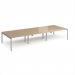 Adapt triple back to back desks 4200mm x 1600mm - silver frame, kendal oak top E4216-S-KO