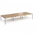 Adapt triple back to back desks 4200mm x 1600mm - silver frame, oak top E4216-S-O