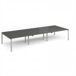 Adapt triple back to back desks 4200mm x 1600mm - silver frame, storm grey top E4216-S-OG