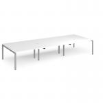 Adapt triple back to back desks 4200mm x 1600mm - silver frame, white top E4216-S-WH