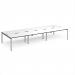 Adapt triple back to back desks 4200mm x 1600mm - silver frame, white top, black edge E4216-S-WK