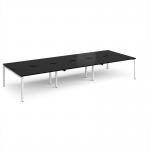 Adapt triple back to back desks 4200mm x 1600mm - white frame, black top E4216-WH-BK