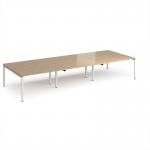 Adapt triple back to back desks 4200mm x 1600mm - white frame, kendal oak top E4216-WH-KO