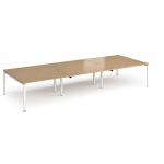 Adapt triple back to back desks 4200mm x 1600mm - white frame, oak top E4216-WH-O