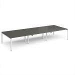 Adapt triple back to back desks 4200mm x 1600mm - white frame, storm grey top E4216-WH-OG