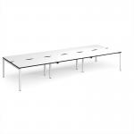 Adapt triple back to back desks 4200mm x 1600mm - white frame, white top, black edge E4216-WH-WK