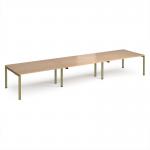 Adapt triple back to back desks 4800mm x 1200mm - green frame, beech top E4812-GN-B