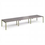 Adapt triple back to back desks 4800mm x 1200mm - green frame, grey oak top E4812-GN-GO