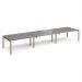 Adapt triple back to back desks 4800mm x 1200mm - green frame, grey oak top E4812-GN-GO