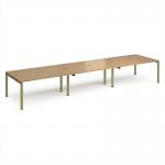 Adapt triple back to back desks 4800mm x 1200mm - green frame, oak top E4812-GN-O