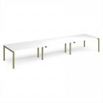 Adapt triple back to back desks 4800mm x 1200mm - green frame, white top E4812-GN-WH