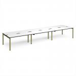 Adapt triple back to back desks 4800mm x 1200mm - green frame, white top, black edge E4812-GN-WK