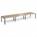 Adapt triple back to back desks 4800mm x 1200mm - black frame, kendal oak top E4812-K-KO