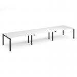 Adapt triple back to back desks 4800mm x 1200mm - black frame, white top E4812-K-WH