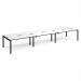 Adapt triple back to back desks 4800mm x 1200mm - black frame, white top, black edge E4812-K-WK