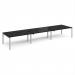 Adapt triple back to back desks 4800mm x 1200mm - silver frame, black top E4812-S-BK