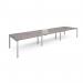 Adapt triple back to back desks 4800mm x 1200mm - silver frame, grey oak top E4812-S-GO