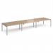 Adapt triple back to back desks 4800mm x 1200mm - silver frame, kendal oak top E4812-S-KO