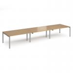 Adapt triple back to back desks 4800mm x 1200mm - silver frame, oak top E4812-S-O