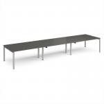 Adapt triple back to back desks 4800mm x 1200mm - silver frame, storm grey top E4812-S-OG