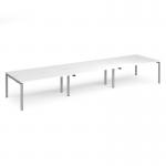 Adapt triple back to back desks 4800mm x 1200mm - silver frame, white top E4812-S-WH