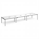 Adapt triple back to back desks 4800mm x 1200mm - silver frame, white top, black edge E4812-S-WK