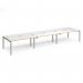 Adapt triple back to back desks 4800mm x 1200mm - silver frame, white top with oak edging E4812-S-WO