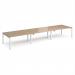 Adapt triple back to back desks 4800mm x 1200mm - white frame, kendal oak top E4812-WH-KO