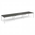 Adapt triple back to back desks 4800mm x 1200mm - white frame, storm grey top E4812-WH-OG