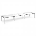Adapt triple back to back desks 4800mm x 1200mm - white frame, white top, black edge E4812-WH-WK