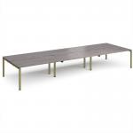 Adapt triple back to back desks 4800mm x 1600mm - green frame, grey oak top E4816-GN-GO