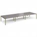 Adapt triple back to back desks 4800mm x 1600mm - green frame, grey oak top E4816-GN-GO