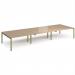 Adapt triple back to back desks 4800mm x 1600mm - green frame, kendal oak top E4816-GN-KO