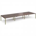 Adapt triple back to back desks 4800mm x 1600mm - green frame, walnut top E4816-GN-W