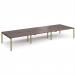 Adapt triple back to back desks 4800mm x 1600mm - green frame, walnut top E4816-GN-W