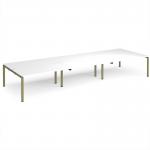 Adapt triple back to back desks 4800mm x 1600mm - green frame, white top E4816-GN-WH