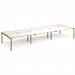 Adapt triple back to back desks 4800mm x 1600mm - green frame, white top, oak edge E4816-GN-WO