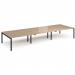 Adapt triple back to back desks 4800mm x 1600mm - black frame, kendal oak top E4816-K-KO