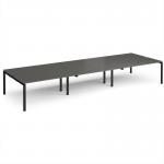 Adapt triple back to back desks 4800mm x 1600mm - black frame, storm grey top E4816-K-OG