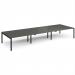 Adapt triple back to back desks 4800mm x 1600mm - black frame, storm grey top E4816-K-OG