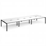 Adapt triple back to back desks 4800mm x 1600mm - black frame, white top, black edge E4816-K-WK