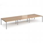 Adapt triple back to back desks 4800mm x 1600mm - silver frame, beech top E4816-S-B