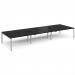 Adapt triple back to back desks 4800mm x 1600mm - silver frame, black top E4816-S-BK