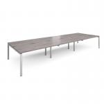 Adapt triple back to back desks 4800mm x 1600mm - silver frame, grey oak top E4816-S-GO