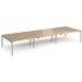 Adapt triple back to back desks 4800mm x 1600mm - silver frame, kendal oak top E4816-S-KO