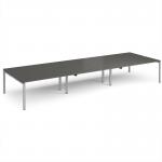 Adapt triple back to back desks 4800mm x 1600mm - silver frame, storm grey top E4816-S-OG